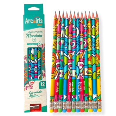 LAPIZ HB ARCOIRIS MANDALA X12 CON SACAPUNTAS ETA016